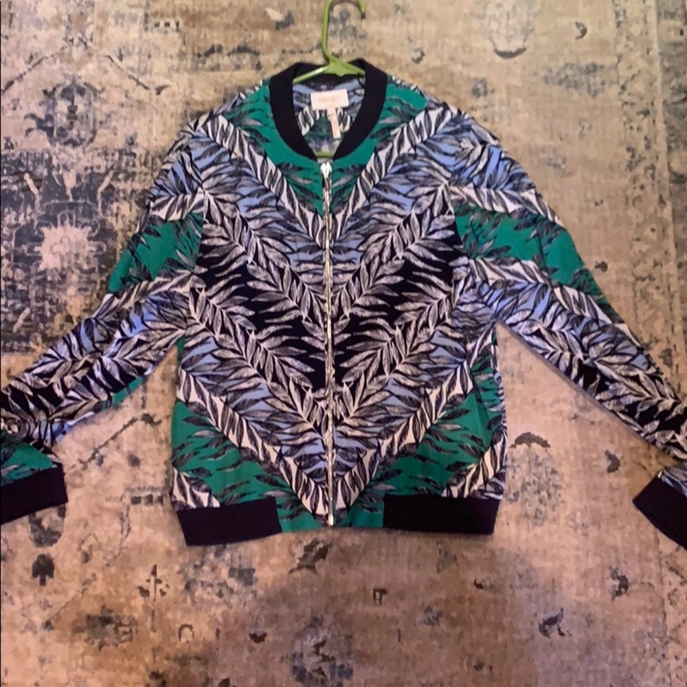 Green and blue patterned jacket